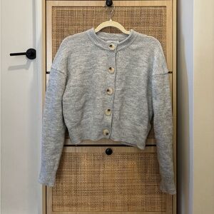 Primark light grey button up sweater